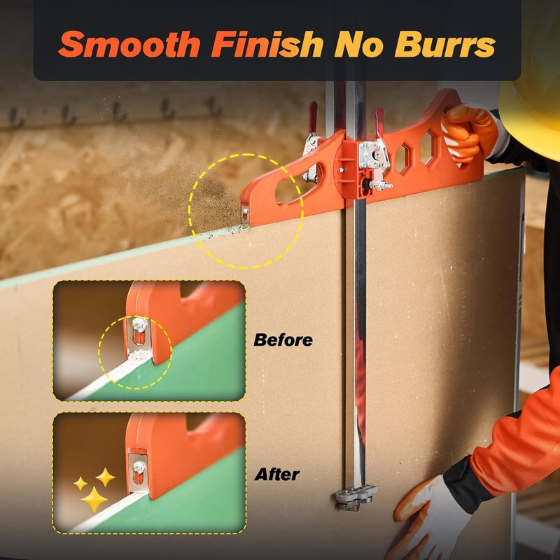 SakerPlus Foldable Drywall Cutting Tool,Cuts 1/4"& 3/8"& 1/2" Boards,Portable Gypsum Board Cutter Laser-Etched Dual Scale for Home Renovation,Drywall Projects with 10pcs Blades (Dual Positioning Red) - Image 5